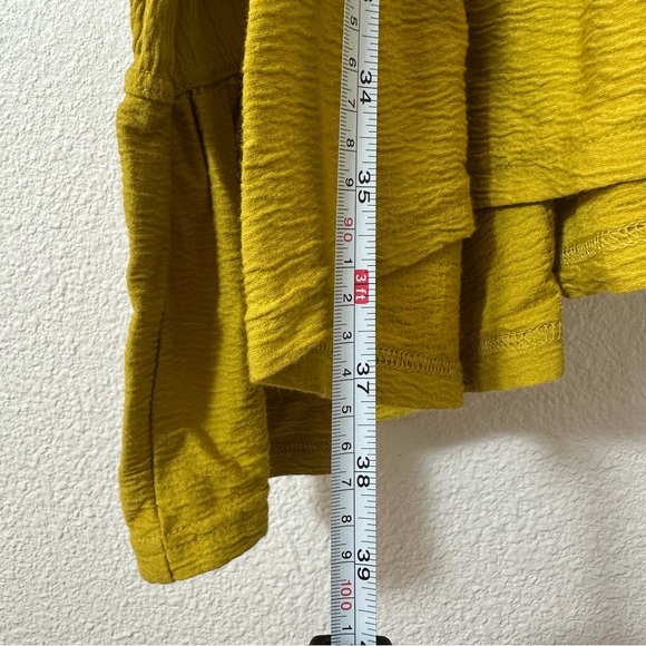 Free People FP Beach Boho Ruffle Sleeve Beach Dress Chartreuse Mustard Gypsy M - Picture 3 of 9